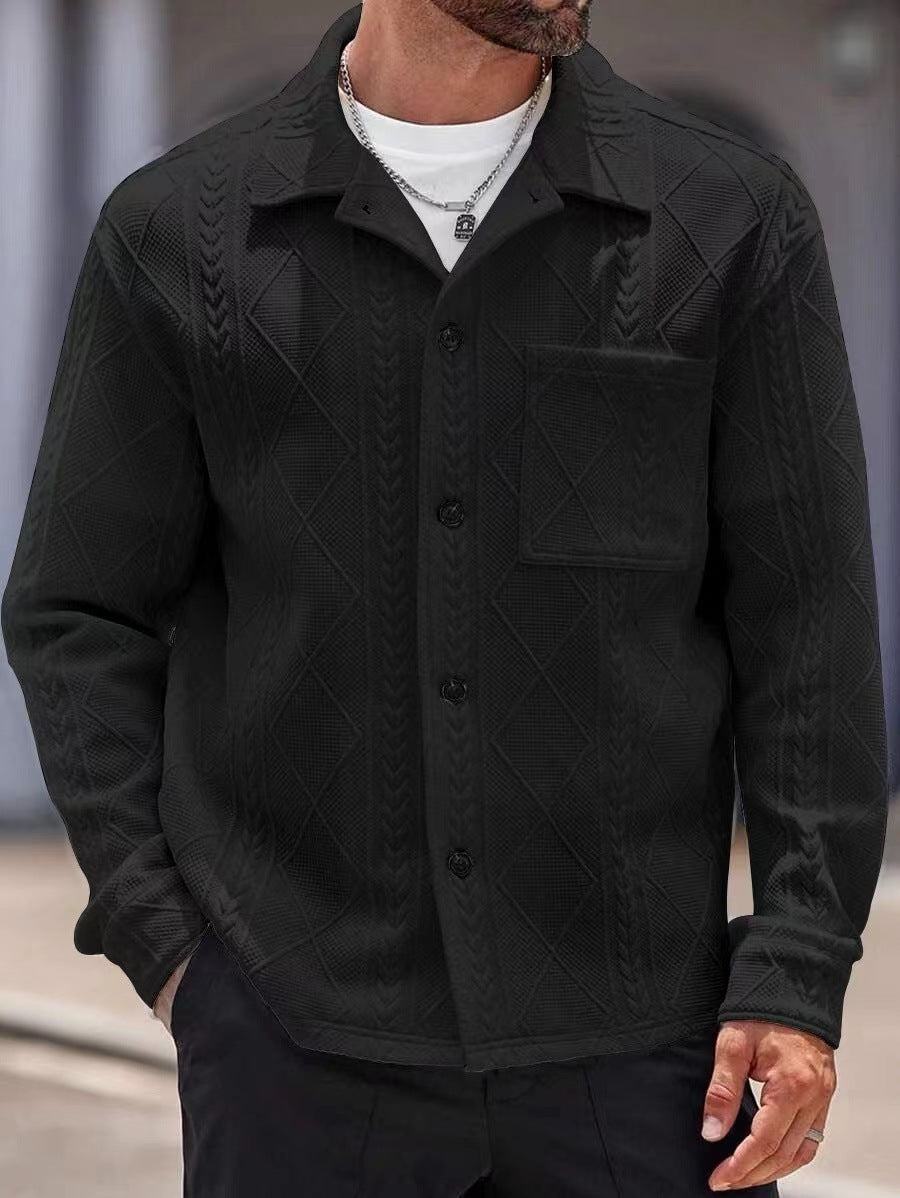 Herren Strickhemd mit modernem Design und strukturiertem Gewebe EB