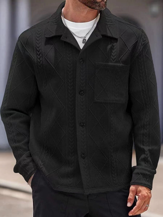 Herren Strickhemd mit modernem Design und strukturiertem Gewebe EB