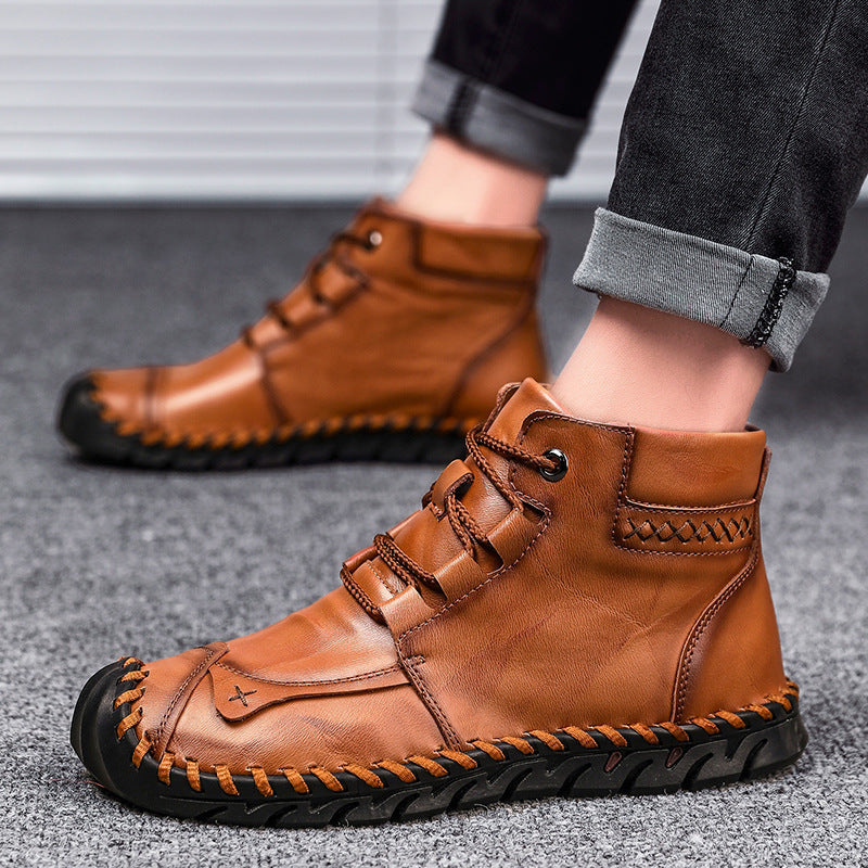 Damen elegante und bequeme Lederstiefeletten EB