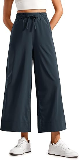 Damen nan weite Culotte-Hose mit elastischem Bund, Tunnelzug und seitlichen Schlitzen EB
