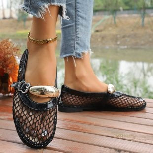 Damen Elegante und luftige Netz-Slipper EB