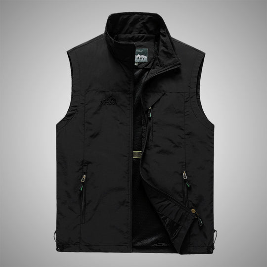 Herren Multifunktionale Outdoorweste mit winddichter Hülle, Netzfutter und Reißverschlusstaschen EB