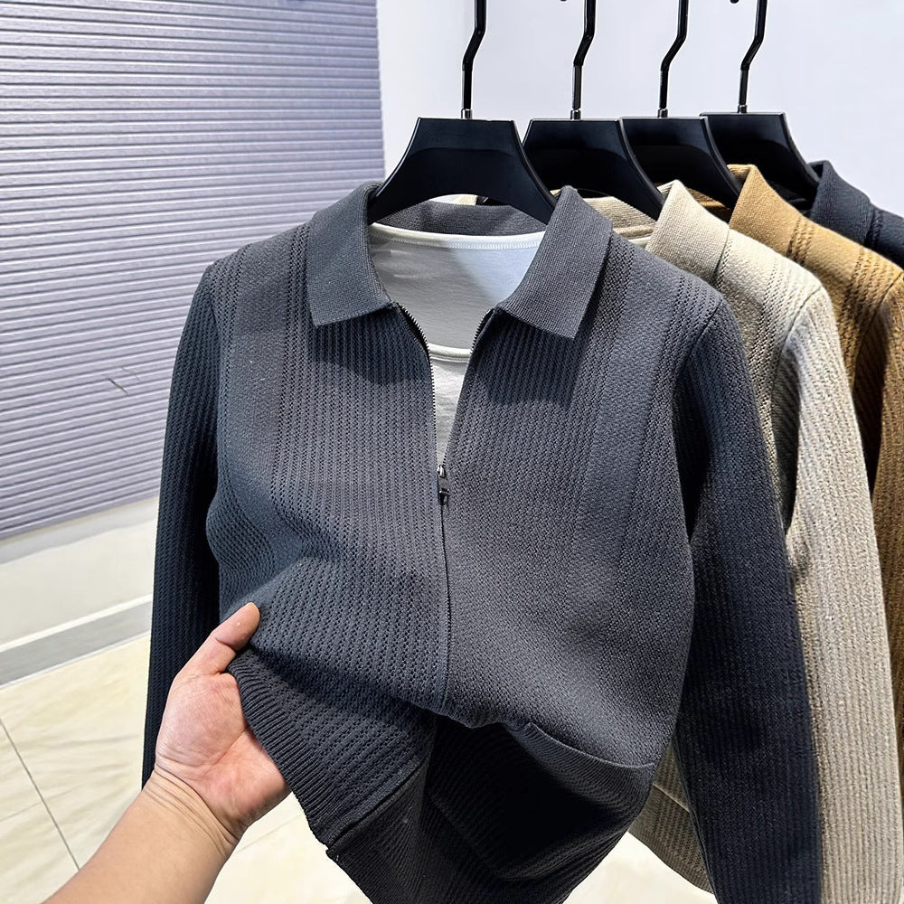 Damen Pullover mit strukturiertem Reißverschluss und klassischem Kragen EB