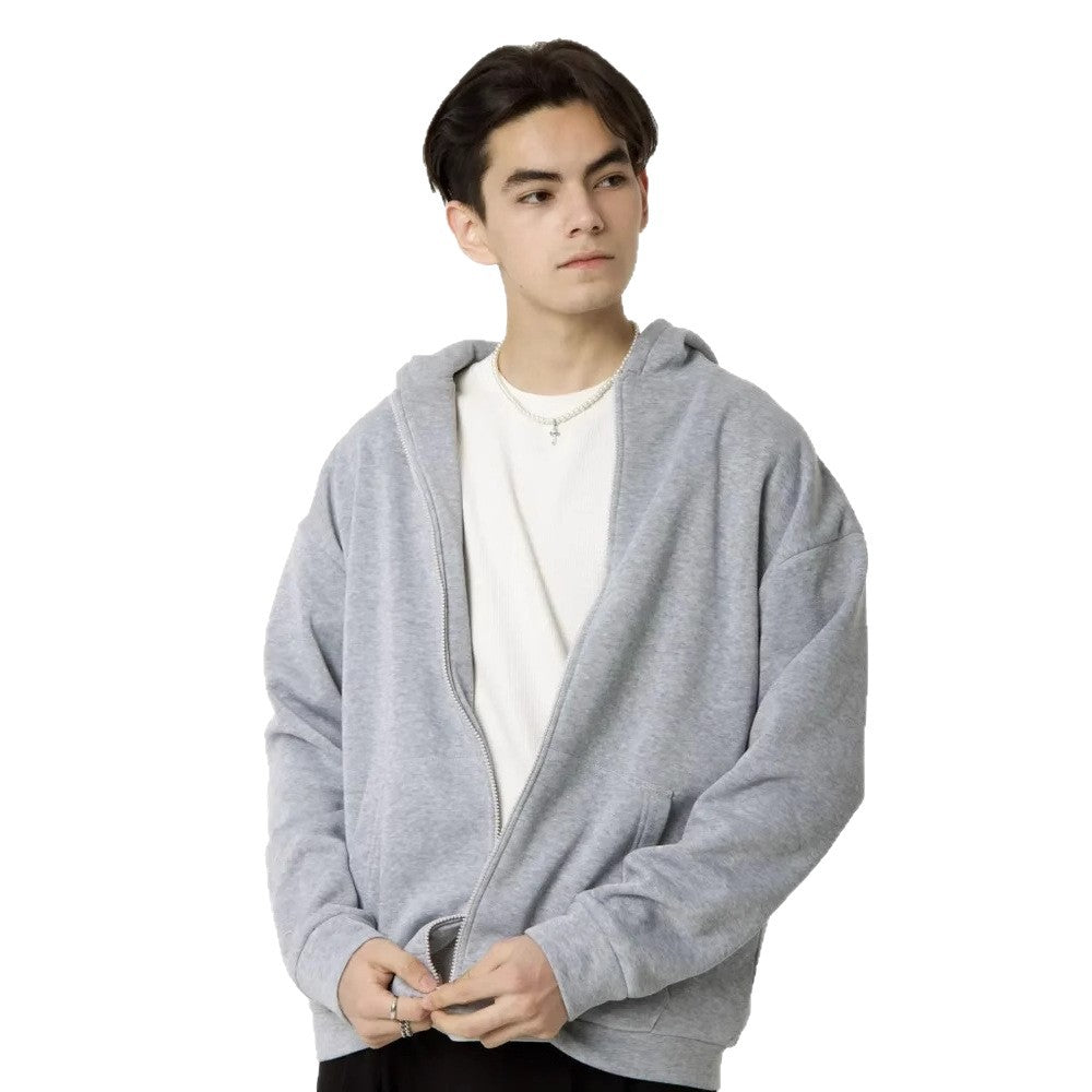 Herren nan minimalistischer Zip-Hoodie mit cleanem Oversize-Schnitt und weichem French-Terry-Futter EB