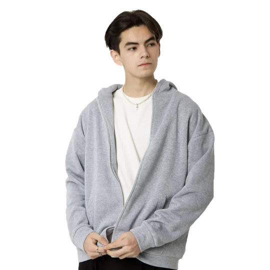 Herren nan minimalistischer Zip-Hoodie mit cleanem Oversize-Schnitt und weichem French-Terry-Futter EB