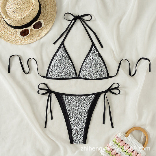 Damen Triangel-Bikini mit funkelndem Detail EB