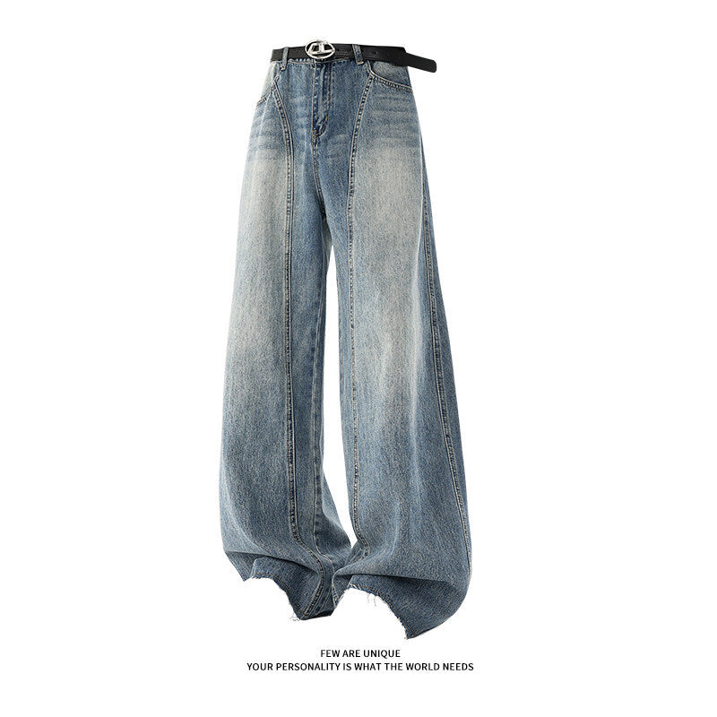 Damen Weitgeschnittene Jeans mit hohem Bund und integriertem Gürtel EB