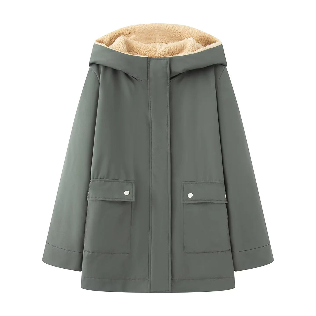 Damen gesteppte Übergangsjacke mit weichem Innenfutter und praktischem Kapuzen-Design EB