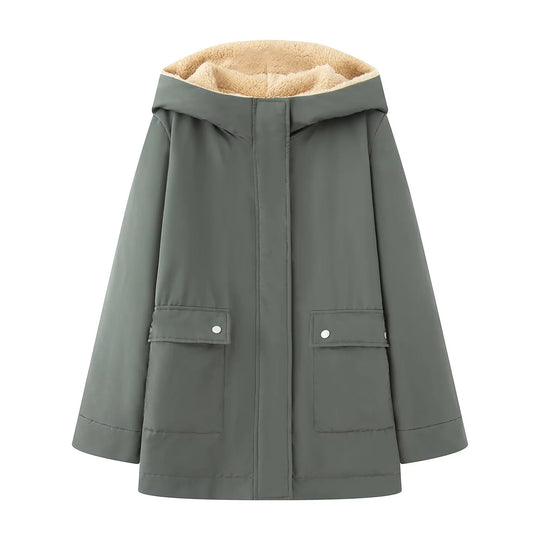 Damen gesteppte Übergangsjacke mit weichem Innenfutter und praktischem Kapuzen-Design EB