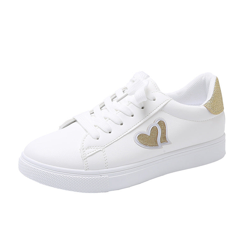 Damen Sneakers mit Glitzerelementen und Herzmotiv EB
