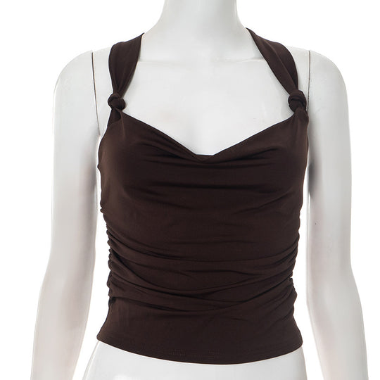 Damen modisches Top mit Knoten-Detail und Raffungen EB