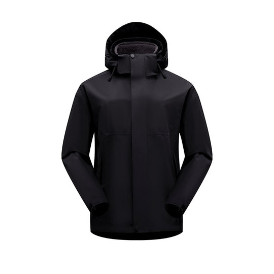 Unisex wasserdichte atmungsaktive Regenjacke mit Kapuze und Fleece-Innenfutter EB