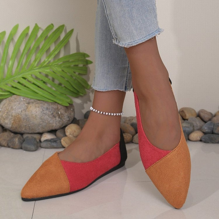 Damen Ballerinas mit spitz zulaufender Sohle und modischem Farbkontrast EB