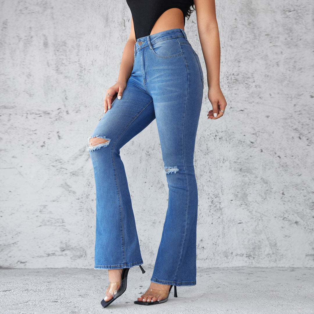 Damen Flared Jeans mit modischen Rissdetails EB