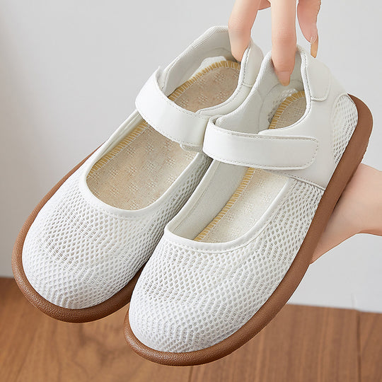 Damen Komfortable Ballerinas mit elastischem Klettverschluss EB