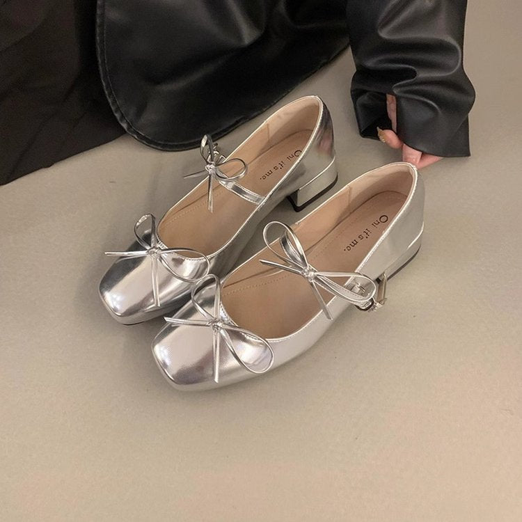 Damen elegante und bequeme Ballerinas mit dekorativem Schleifendetail EB