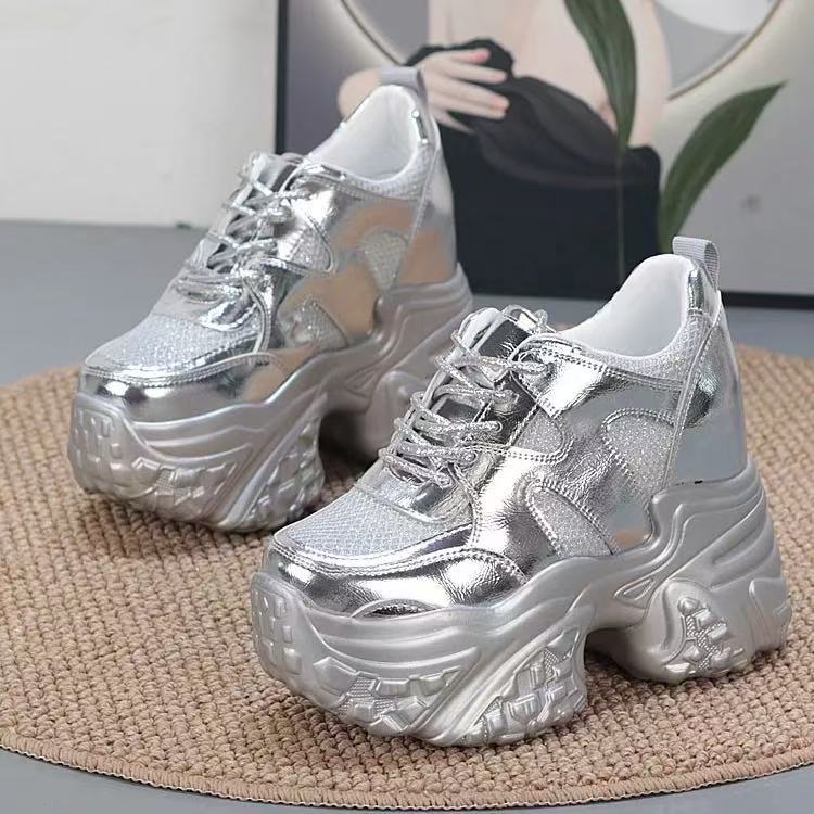 Damen modische Chunky Sneakers mit hoher Plateausohle und atmungsaktivem Mesh-EB