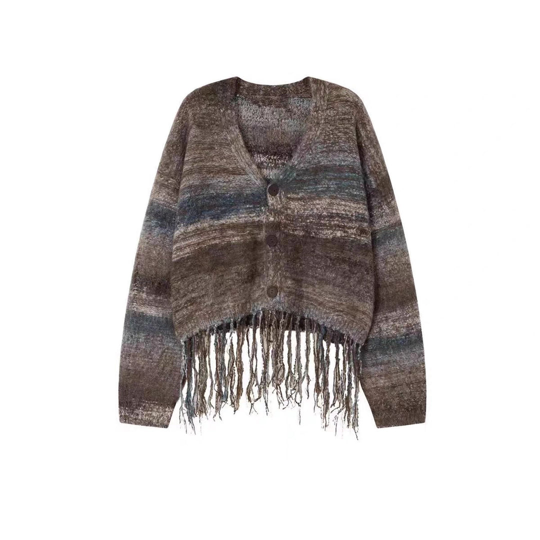 Damen Kurzer Strickjacke mit auffälligem Fransen-Design EB