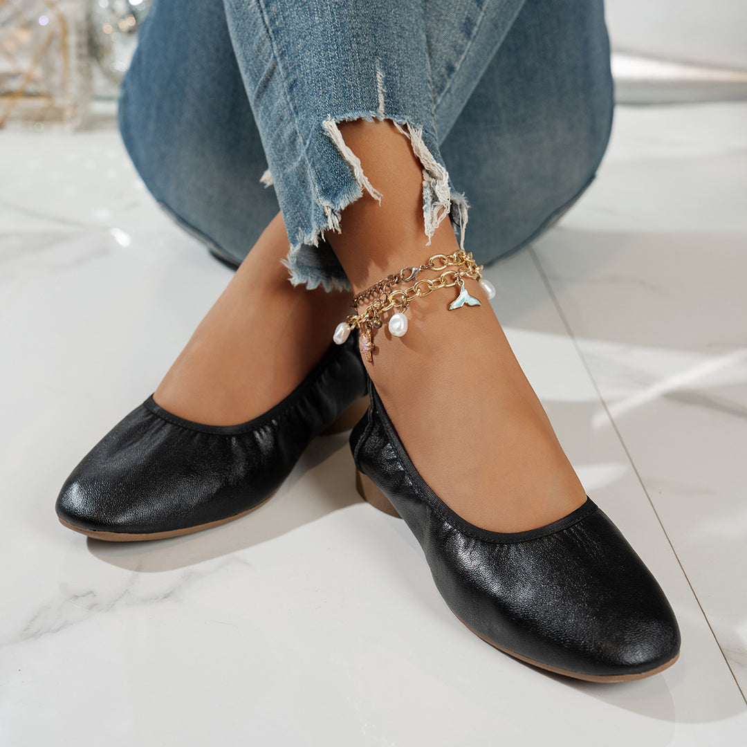 Damen elegante Ballerinas mit subtiler Glanzoptik EB