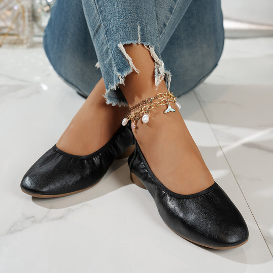 Damen elegante Ballerinas mit subtiler Glanzoptik EB