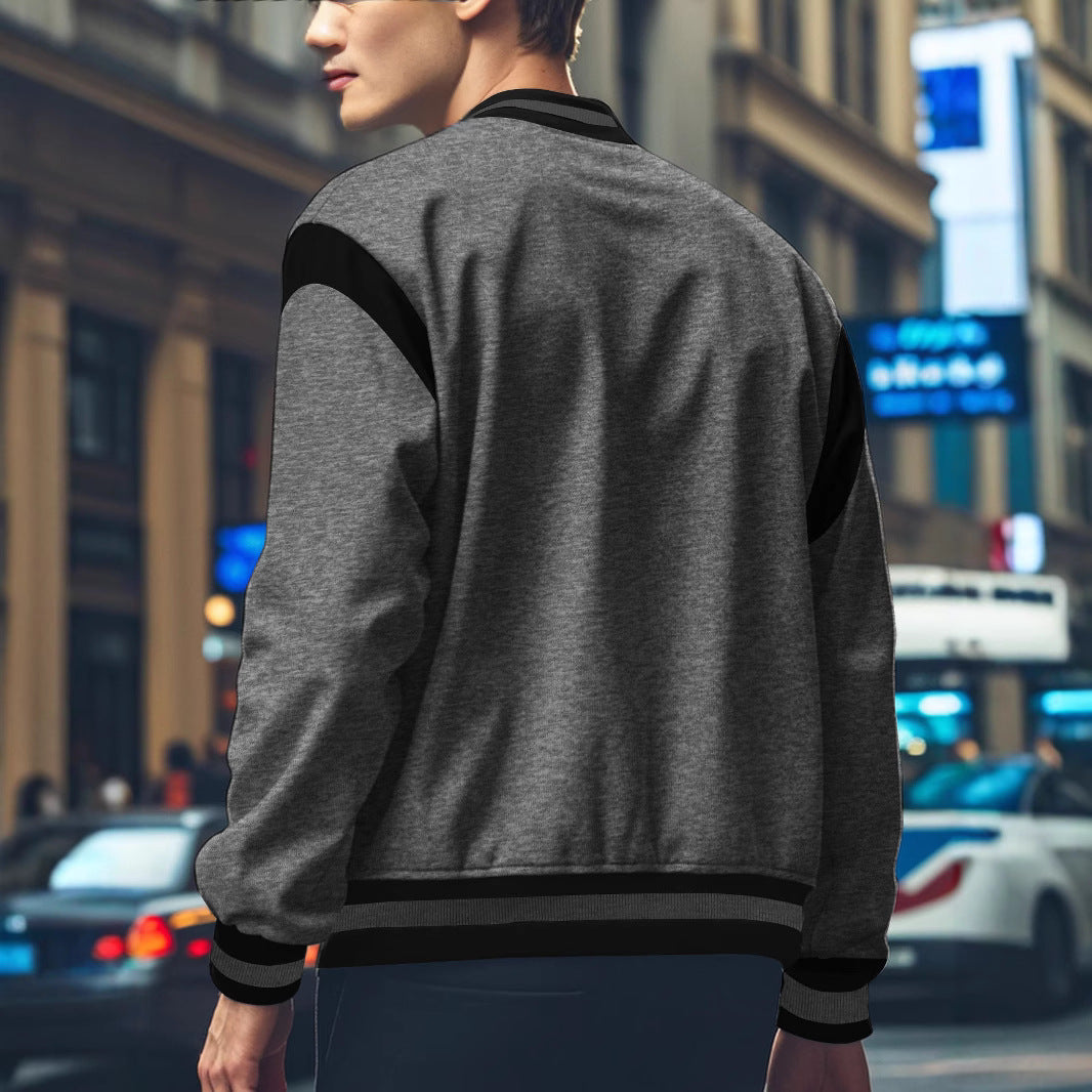 Herren Sportliche Collegejacke mit kontrastrierenden Ärmeln und Knopfdetails EB