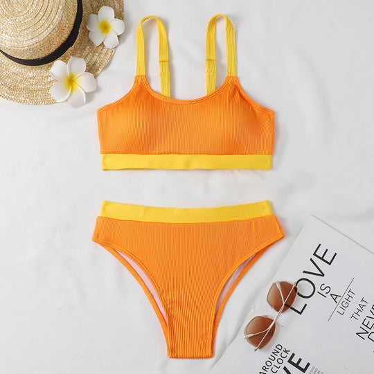 Damen Bikiniset mit raffiniertem Rippdesign und verstellbaren Trägern EB