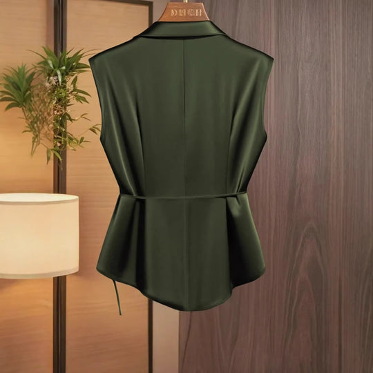 Damen elegante Wickelbluse mit femininer Drapierung und Schalkragen EB