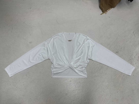 Damen nan Wickel-Cropped-Longsleeve mit Drapierter Front und taillierter Schnittführung EB