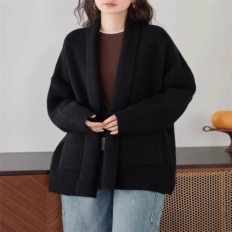 Damen Weicher Strickcardigan mit Rundhalsausschnitt und lässigem Schnitt EB
