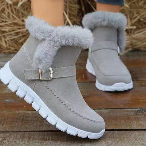 Damen  gefütterte Stiefelette mit Kunstfellkragen, rutschfester Leichtsohle und seitlichem Reißverschluss EB
