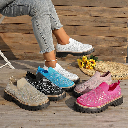 Damen Glitzernde Slip-On Sneakers mit verstärkter Sohle EB