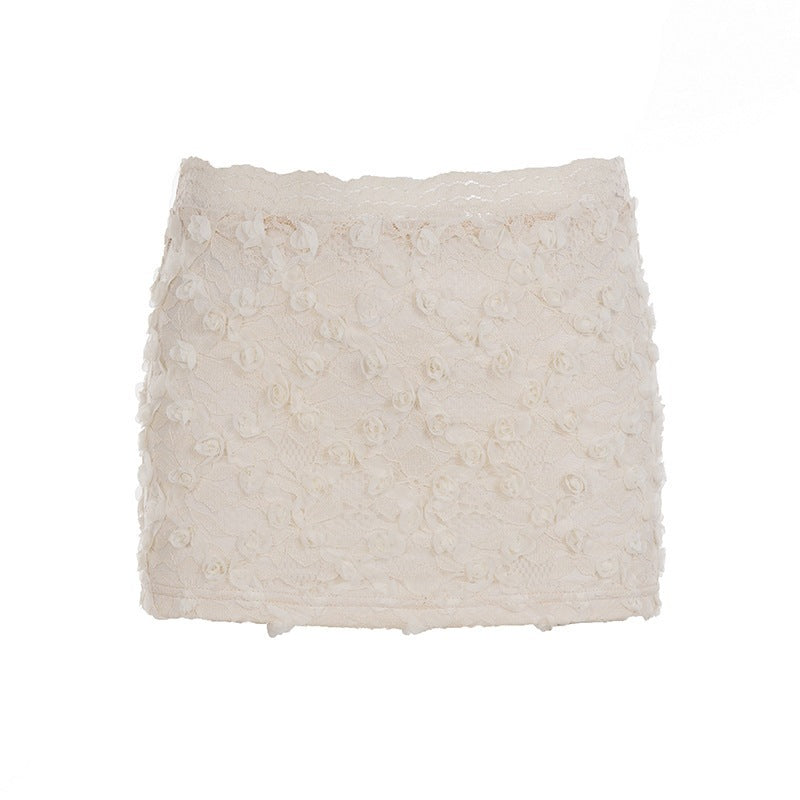Damen Minirock mit floralem Spitzenmuster EB