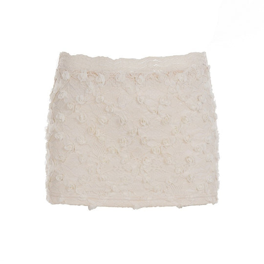 Damen Minirock mit floralem Spitzenmuster EB