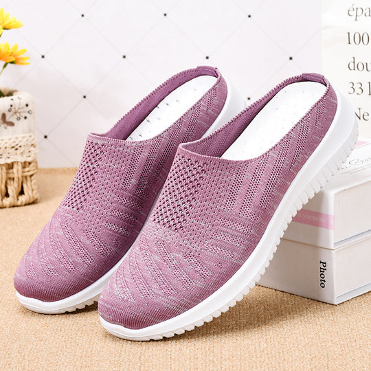 Damen Bequeme Stretch Slipper mit atmungsaktivem Strickdesign EB