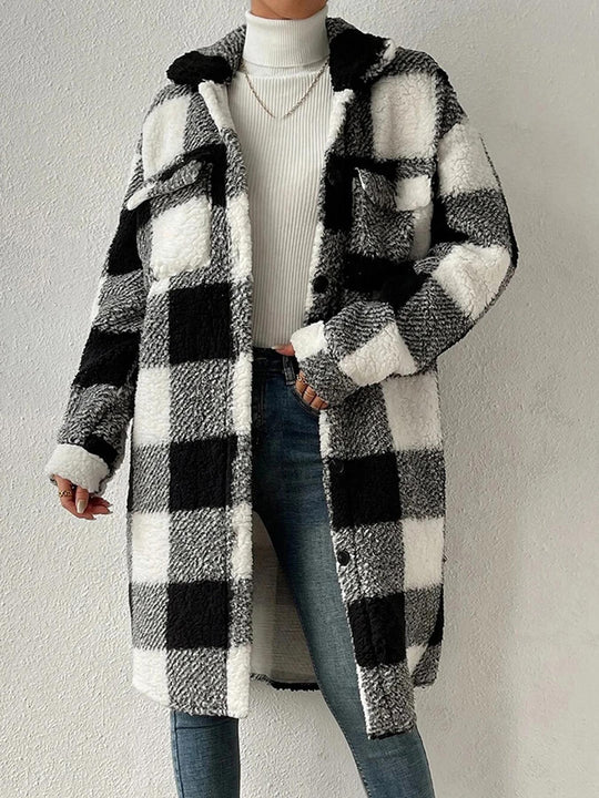 Damen Kuschelige Karojacke EB