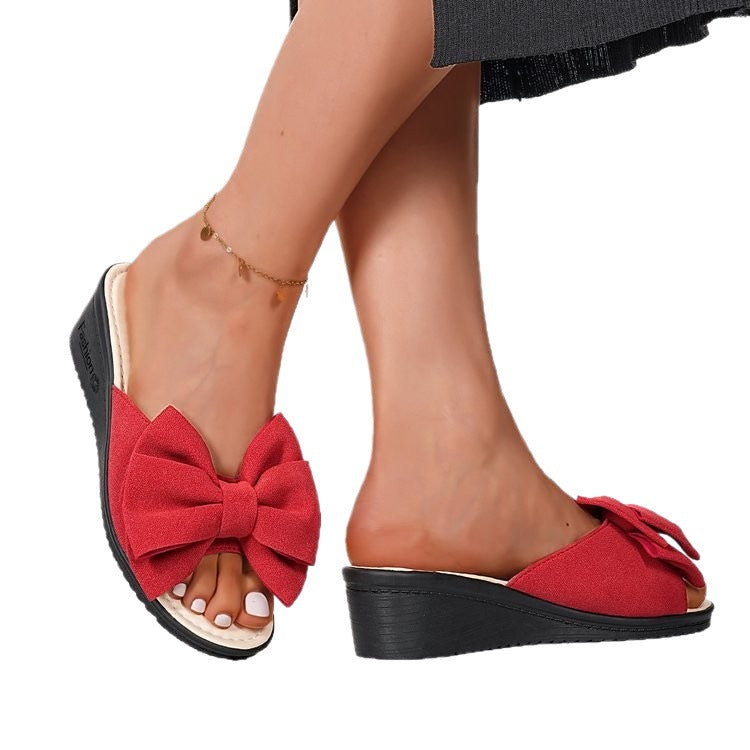 Damen Wedge-Pantoletten mit dekorativem Schleifendetail EB