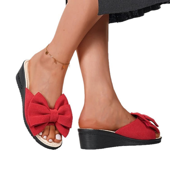 Damen Wedge-Pantoletten mit dekorativem Schleifendetail EB