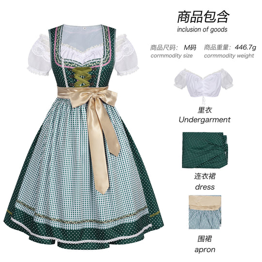 Damen nan traditionelles Trachten-Dirndl mit geschnürter Corsage, Spitzenärmeln und schwingendem Tellerrock EB