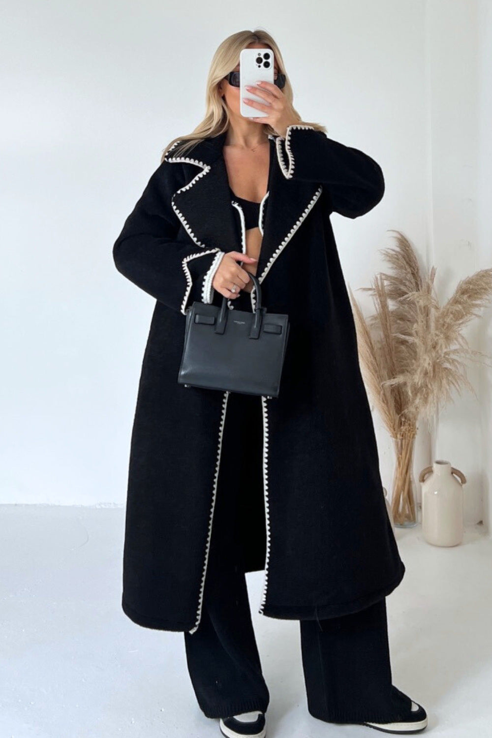 Damen Elegante Boucle-Mantel EB