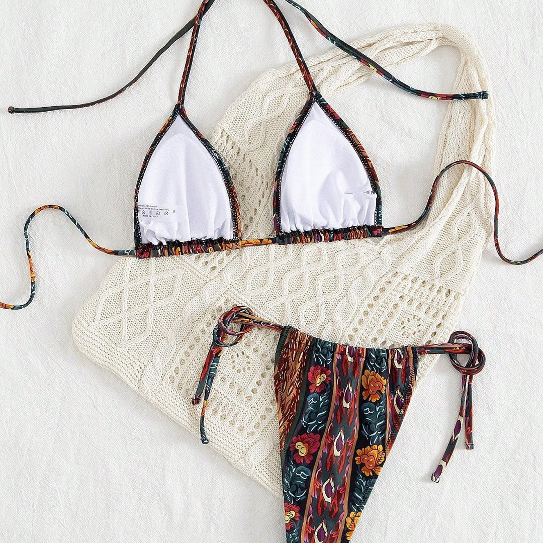 Damen Triangel-Bikini mit floralem Muster EB