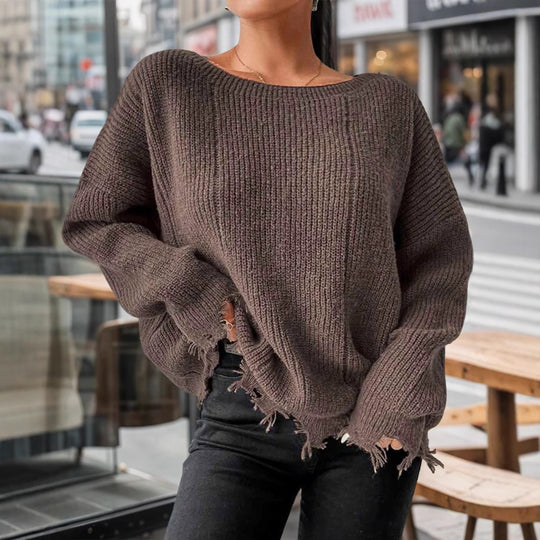 Damen Baumwollpullover mit lässigem Oversized-Schnitt EB
