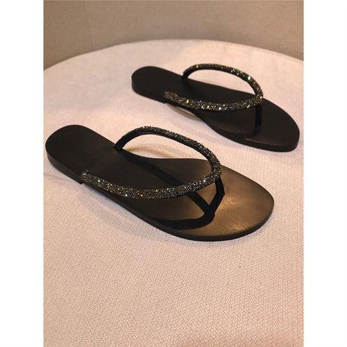 Damen Strandsandalen mit glitzerndem Riemendesign EB