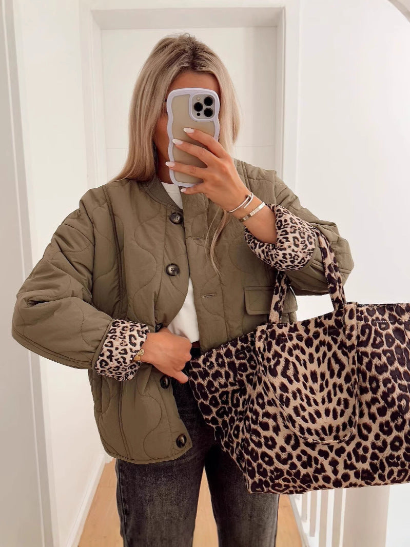 Damen gesteppte Übergangsjacke mit praktischen Taschen EB