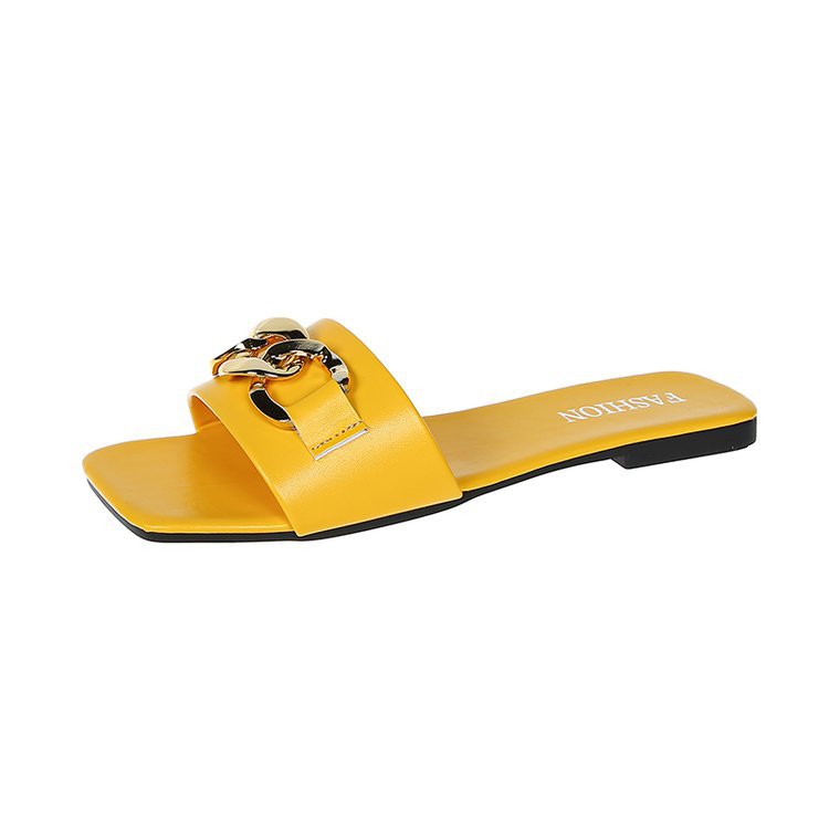 Damen Modische Badeslipper mit glänzendem Kettenakzent EB