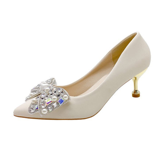 Damen elegante Pumps mit dekorativem Strass-Detail EB