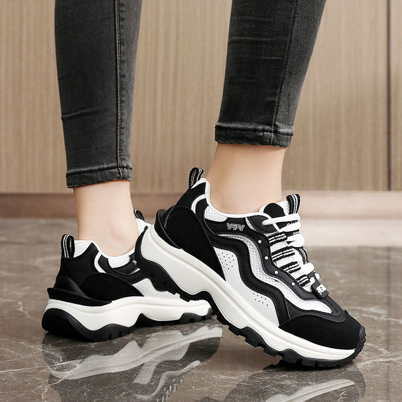 Damen Sportliche Chunky Sneakers mit atmungsaktiver Mesh-Oberfläche und gummierter Sohle EB