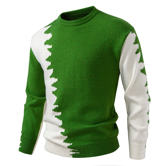 Herren modischer Strickpullover mit asymmetrischem Farbdesign und hohem Komfort EB