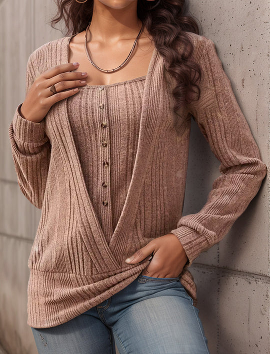 Damen Oversized Strickpullover mit modernem V-Ausschnitt EB