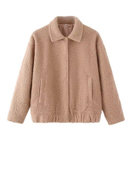 Damen strapazierfähige und kuschelige Teddyjacke mit elastischem Bund EB
