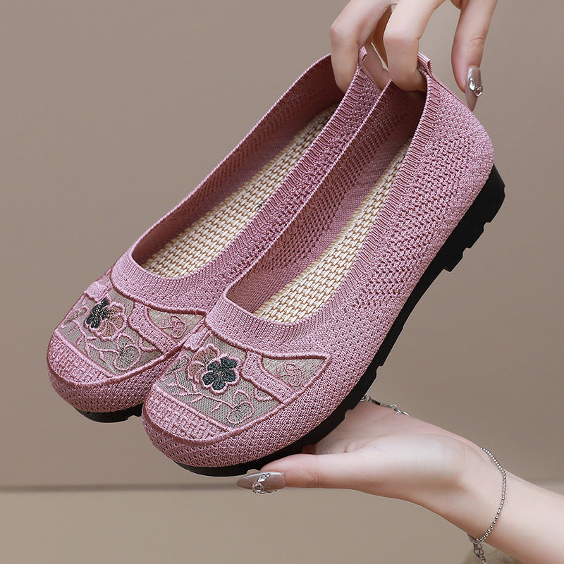 Damen Bequeme Ballerinas mit floralen Stickereien EB